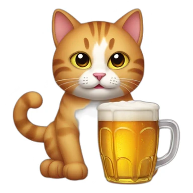 Cat drink beer sticker