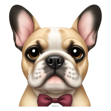 French bulldog black and tan wearing a bow sticker