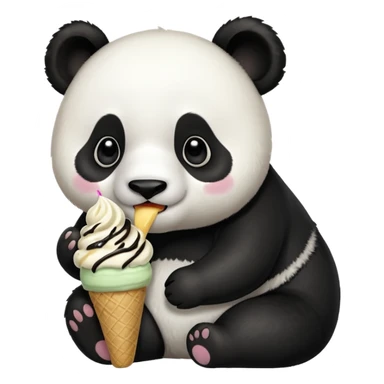Panda eating ice cream sticker