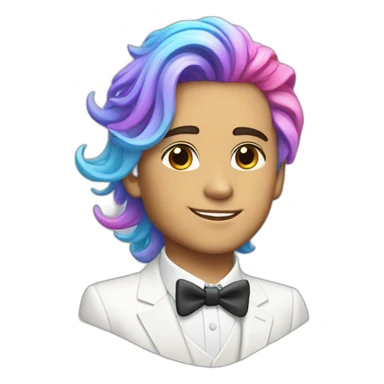 Posh-boy-with-white-suit-and-rainbow-unicorn-hair sticker