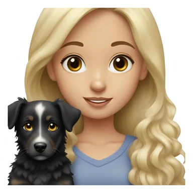 Blonde girl with black Australian shepherd puppy sticker