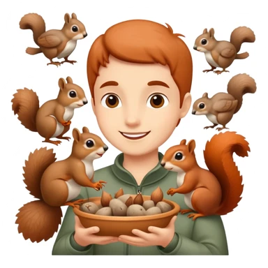 person feeding birds or squirrels, cheerful and caring sticker