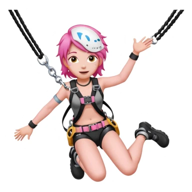 bungee jumping face with earrings pink hair flying away bungee jumo sticker