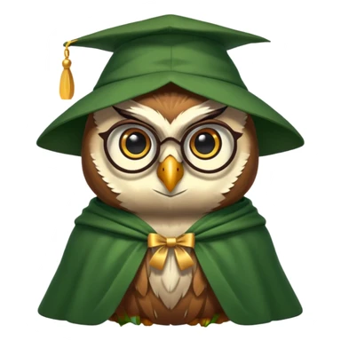 owl professor in green cloak  sticker