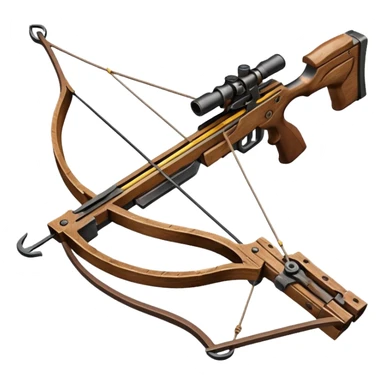 wooden crossbow, no scope sticker