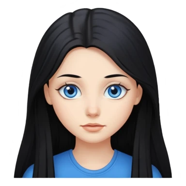 Emoji chica pelo largo negro ojos azules  sticker