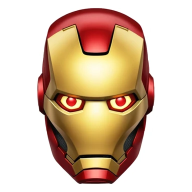 Iron Man helmet face, red and gold metal mask with glowing eyes sticker