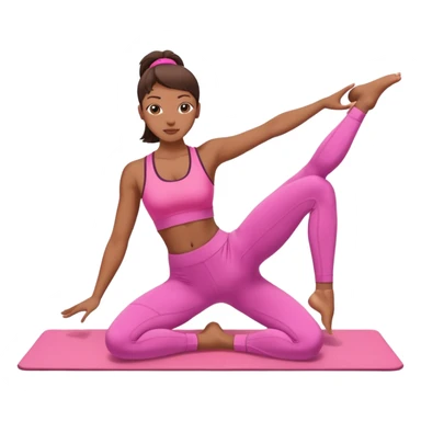medium-skinned woman doing Pilates in pink sportswear sticker