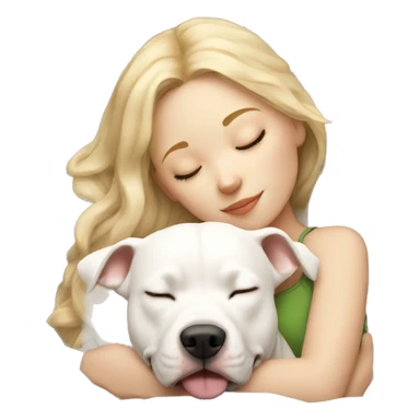 blonde girl sleeping with a white pitbull  sticker