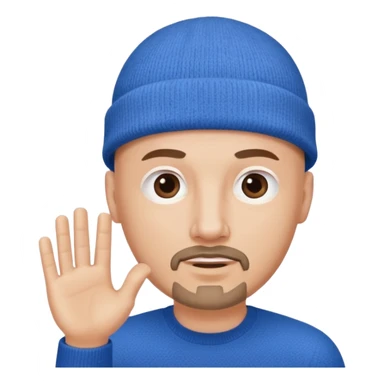 White bald with regular goatee hand raised blue knit cap sticker