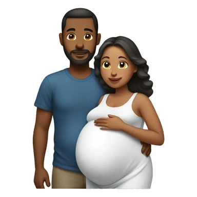A pregnant woman with her husband  sticker