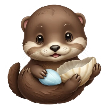 baby otter hold a shell sticker