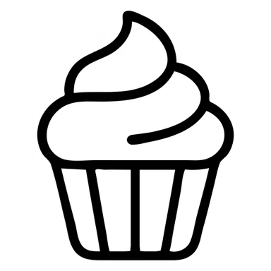 cupcake with pink icing, outlined icon style, bold lines sticker