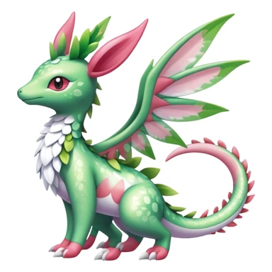 Shiny Exotic Cute Majestic Ethereal Sparkly Flygon-Sylveon-Shaymin-Meganium-Hybrid-Creature with white pattern-markings sticker