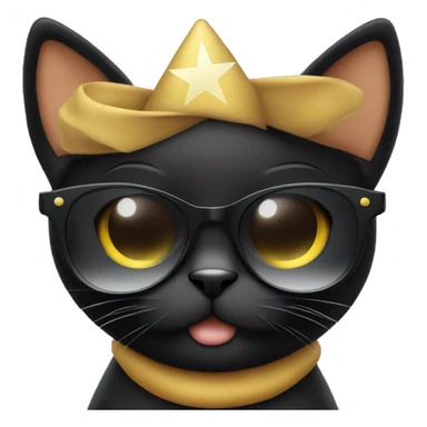 Cute Black cat wearing star shaped sunglasses that is holding a sign with both hands that reads “In the clerb we all fam”  sticker