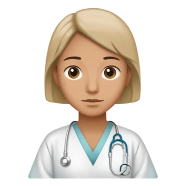 patient wearing a hospital gown, neutral expression sticker