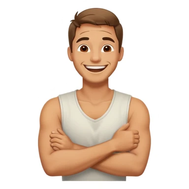 arms crossed around neck laughing guy sticker