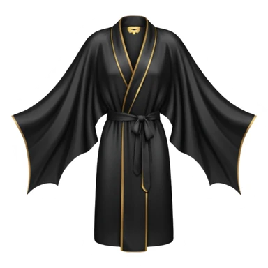 Plain Black silk robe, long, bat wing sleeves, high definition sticker