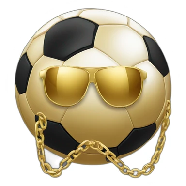 soccer ball wearing gold chain with gold shades sticker