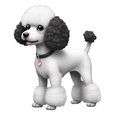 black head and body white toy poodle sticker