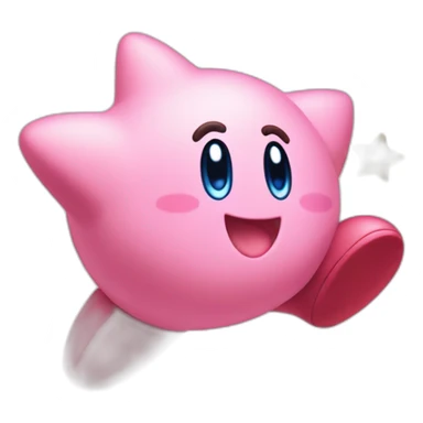 cute happy classic Kirby jumping on a star sticker