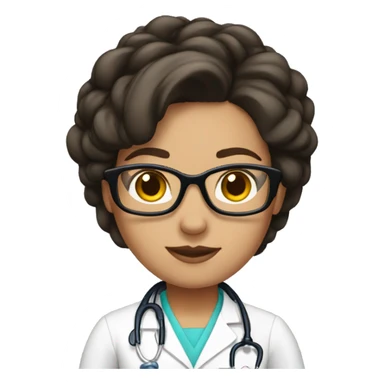 Brunette doctor with glasses hair up sticker