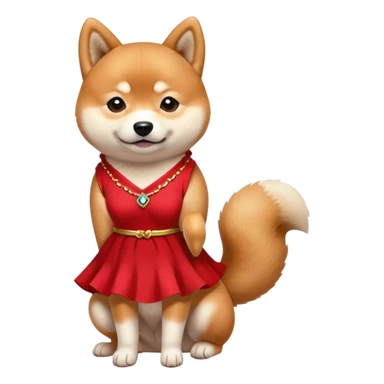 The shiba dog wear a cutie red dress sticker