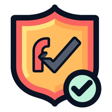 A badge with FF and a verification checkmark symbol sticker