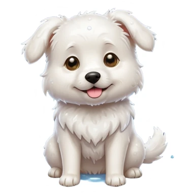 white dog with soap bubbles sticker