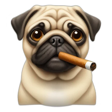 pug sosteniendo un cigarro sticker
