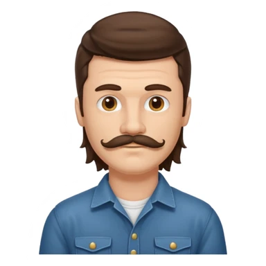 Brunette man with mullet and mustache hillbilly sticker
