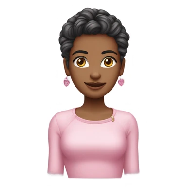 Uma bonequinha com o cabelo curto no ombro a cor avelã os olhos avelã e branca uma blusa rosa com um laço no meio bora bem rosinha sombra celha e avelã  sticker