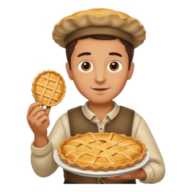 A shepherd holding a pie sticker