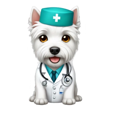 West highland white terrier working as a doctor sticker