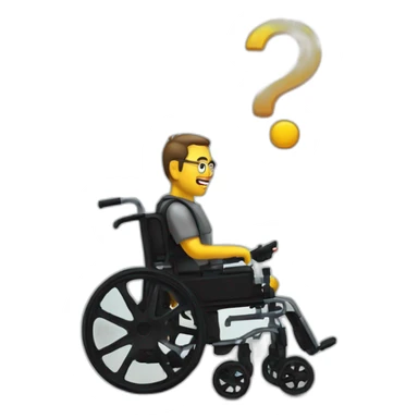 a man in a wheelchair with a replica airsoft sticker