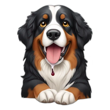 Bernese mountain dog eating an aperitif and drinking wine sticker