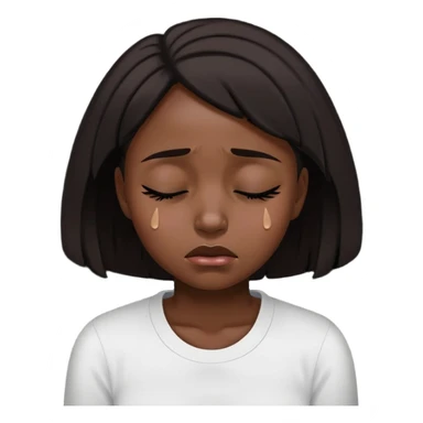 black dark girl super sad crying eyes closed sticker