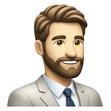 man stock trader, in suit, white skin, with beard, smile on face, dreaming on success   sticker