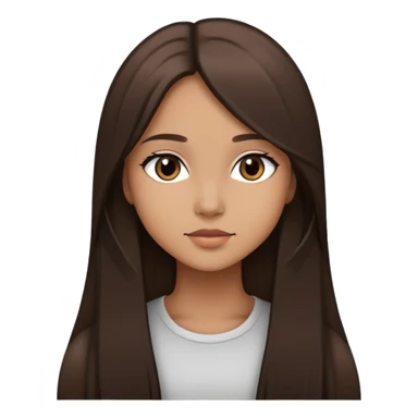 Feminine girl with light brown skin, dark straight long hair and dark eyes, profile picture style sticker