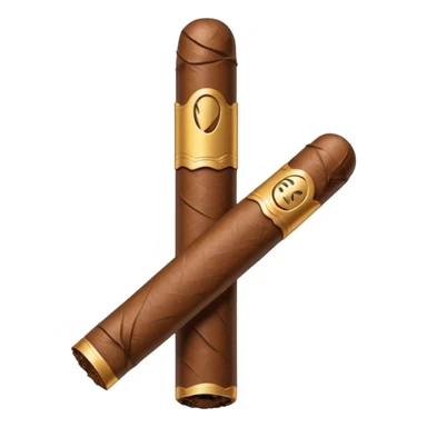 Emoji-style cigar icon, dark brown wrapper, subtle smoke, minimalistic, clean silhouette, metal details, no gold details sticker