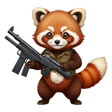red panda with a gun  sticker