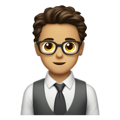 niño de 14 años con lentes cuadrados de tony stark y pelo café sticker