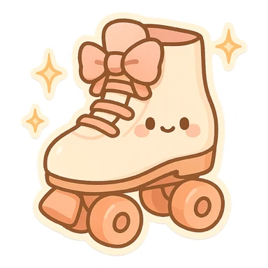 chibi sticker-style roller skate with sparkles, cute and exaggerated sticker