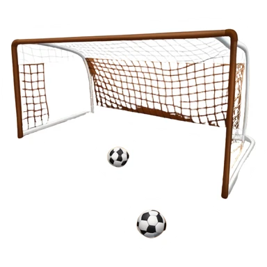 A close-up of footballs and a goal on a covered indoor futsal court with a wooden floor. The scene highlights the details of the balls and goalposts, with the smooth, polished court surface creating a clean and focused atmosphere for the game. sticker