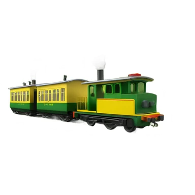 a little yellow and green narrow-gauge railway and a locomotive sticker