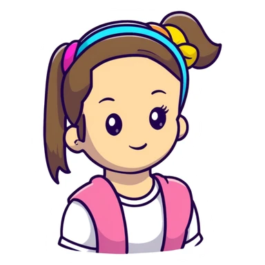 girl with ponytail and colorful headband sticker
