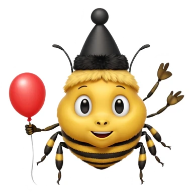 Bees with Birthday Hat, Excited bee carrying balloon sticker