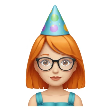 party hatted orange haired girl glasses wearing dress sticker