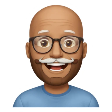 bald headed brown man salt and pepper beard glasses laughing sticker