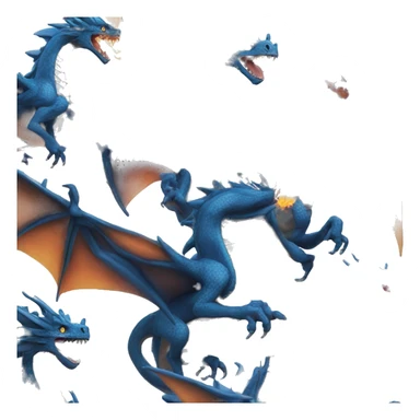 Dragón azul sacando fuego por boca sticker